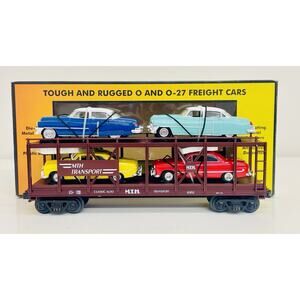 MTH Transport Bi-Level Auto Carrier Ertl '52 Cadillac & '49 Ford Coupe 30-7628